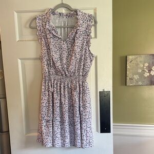 Floral Sleeveless Dress with elastic band at bast and draw strings